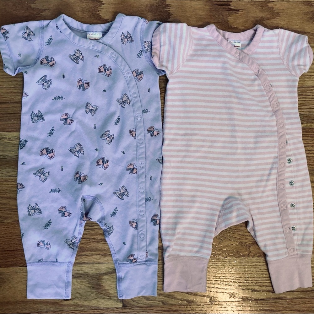 Two Hanna Andersson Baby Girl Rompers
